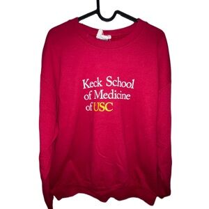 Red Crewneck Sweater USC Keck School of Medicine Official Product Mens LARGE